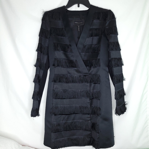 BCBGMAXAZRIA Anika Fringe Long Sleeve Jacket Dress XS (NWT) - Picture 1 of 15